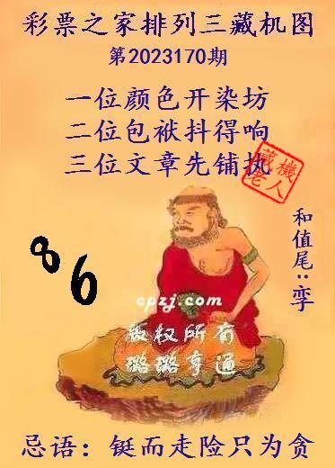 排列三第2023170期藏机图谜：铤而走险只为贪