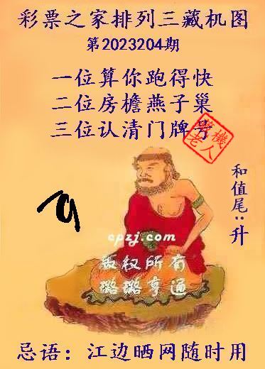 排列三第2023204期藏机图谜：江边晒网随时用