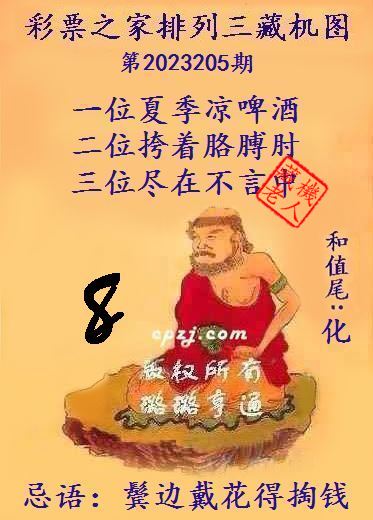 排列三第2023205期藏机图谜：鬓边戴花得掏钱