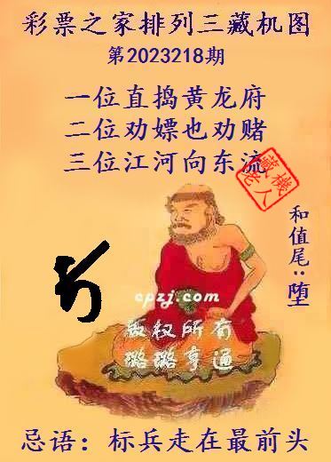 排列三第2023218期藏机图谜：标兵走在最前头