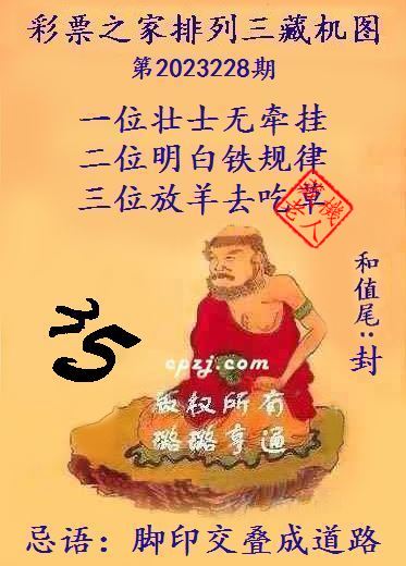 排列三第2023228期藏机图谜：脚印交叠成道路