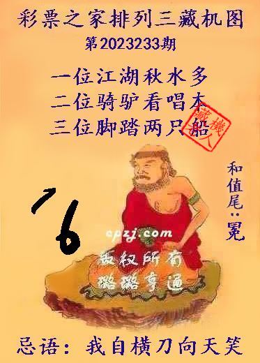 排列三第2023233期藏机图谜：我自横刀向天笑