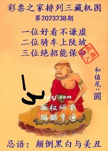 排列三第2023238期藏机图谜：颠倒黑白与美丑