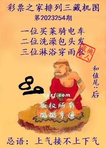 排列三第2023254期藏机图谜：上气接不上下气
