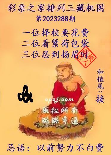 排列三第2023288期藏机图谜：以前努力不白费