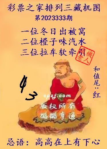 排列三第2023333期藏机图谜：高高在上有下心