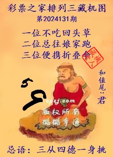 排列三第2024131期藏机图谜：三从四德一身挑