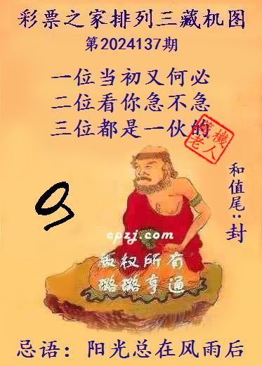 排列三第2024137期藏机图谜：阳光总在风雨后