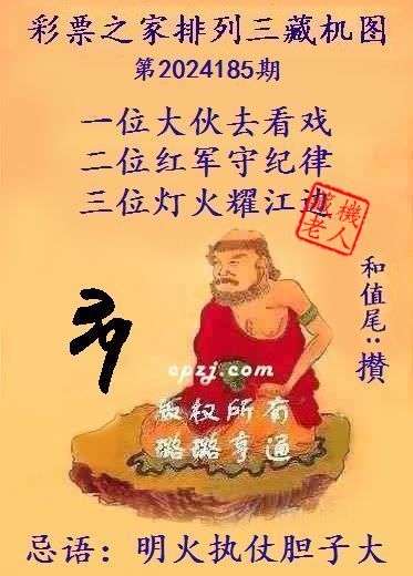 排列三第2024185期藏机图谜：明火执仗胆子大