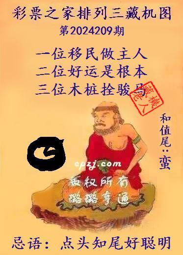 排列三第2024209期藏机图谜：点头知尾好聪明