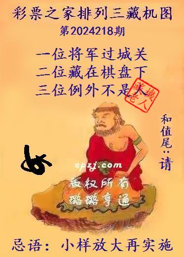 排列三第2024218期藏机图谜：小样放大再实施