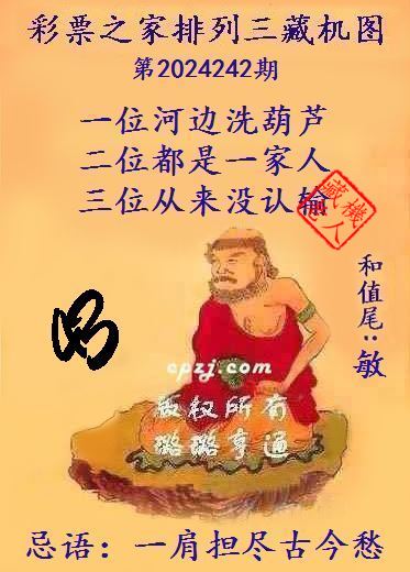 排列三第2024242期藏机图谜：一肩担尽古今愁