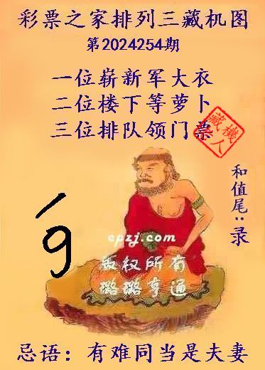 排列三第2024254期藏机图谜：有难同当是夫妻