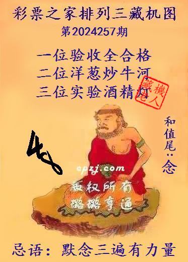 排列三第2024257期藏机图谜：默念三遍有力量