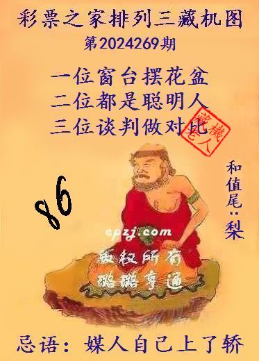 排列三第2024269期藏机图谜：媒人自己上了轿