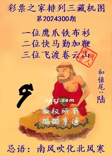 排列三第2024300期藏机图谜：南风吹化北风寒
