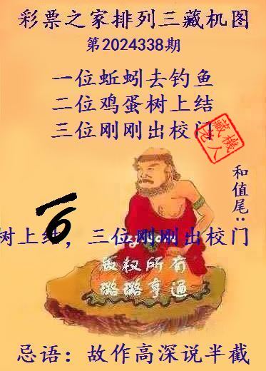 排列三第2024338期藏机图谜：故作高深说半截