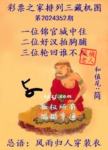 排列三第2024352期藏机图谜：风雨归人穿装衣