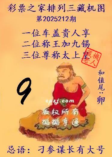 排列三第2025212期藏机图谜：刁参谋长有大号