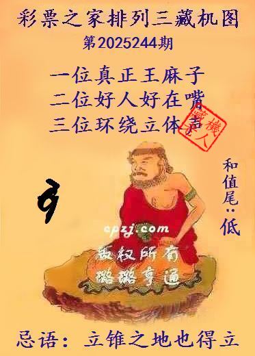 排列三第2025244期藏机图谜：立锥之地也得立