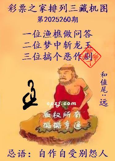 排列三第2025260期藏机图谜：自作自受别怨人