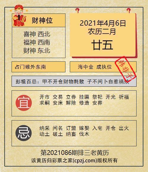 排列三第2021086期老黄历图谜：占门碓外东南