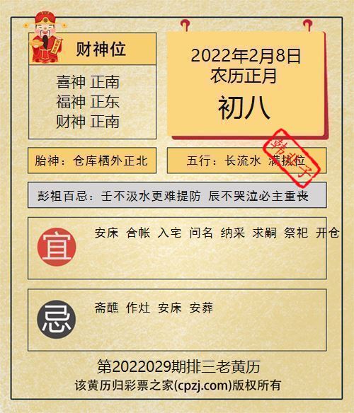 排列三第2022029期老黄历图谜：仓库栖外正北
