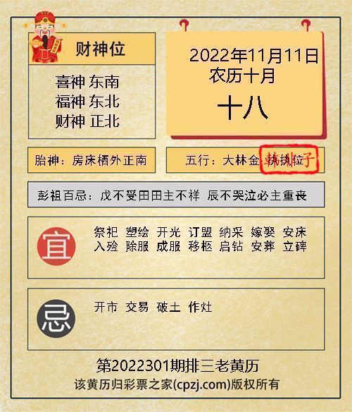 排列三第2022301期老黄历图谜：房床栖外正南