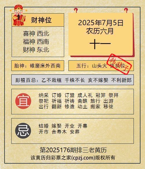 排列三第2025176期老黄历图谜:碓磨床外西南 排列三第2025176期老黄历图谜:碓磨床外西南