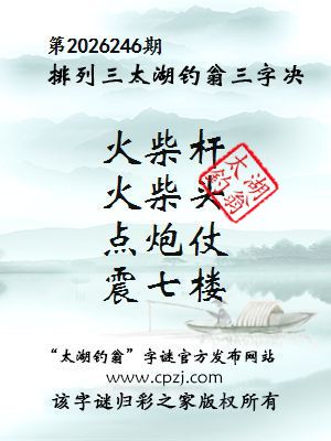 太湖钓翁第2026246期排列三图迷