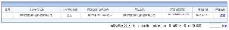 网站名称一栏写的是公司名字