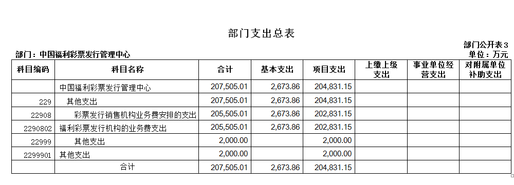 部门支出总表