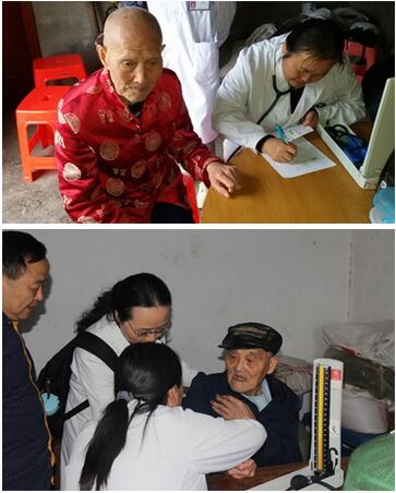 重庆江津福彩组织医护者为百岁老人开展健康体检