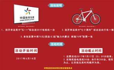 “魅力内蒙古辉煌70年”主题即开型体育彩票活动奖品