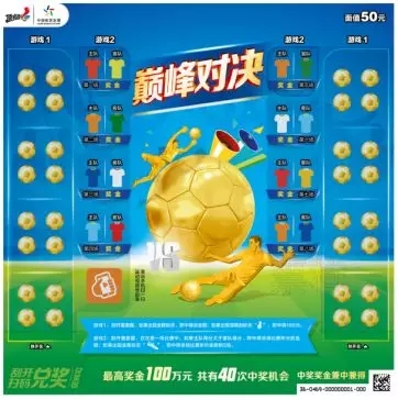 体彩顶呱刮“巅峰对决”票样