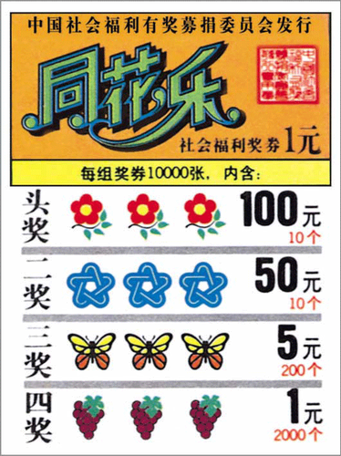 香港印制的“同花乐”福利彩票
