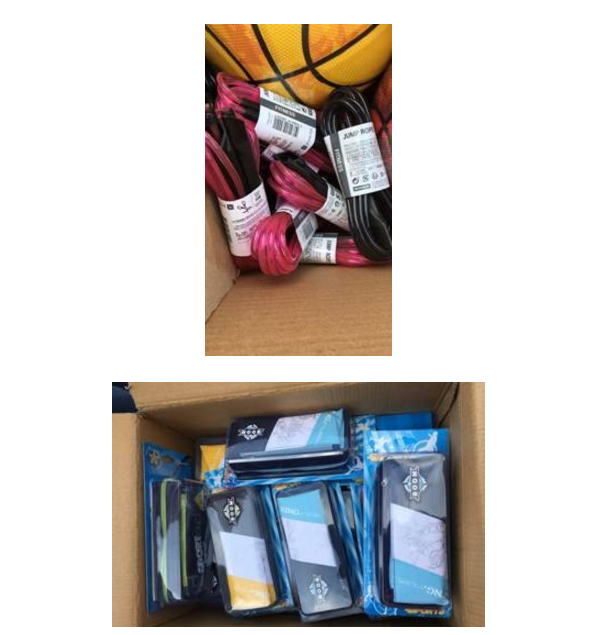 给学校送去了篮球、排球、羽毛球、跳绳等体育用品