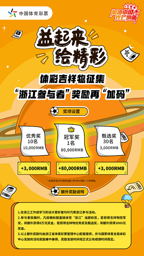 体彩吉祥物征集 浙江参与者更多惊喜点进来