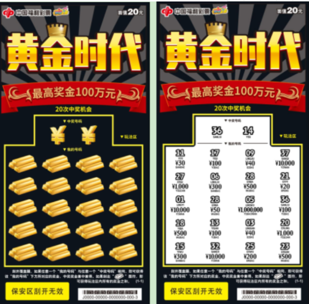 “百万大奖+宝马X3”福彩刮刮乐票样