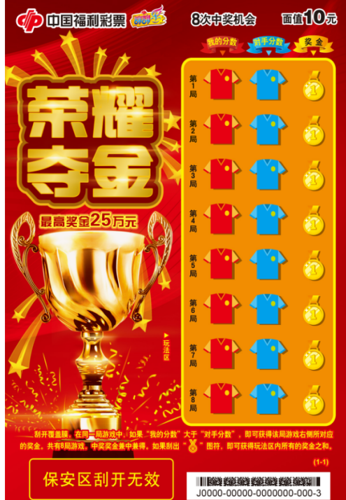 “荣耀夺金”刮刮乐票样