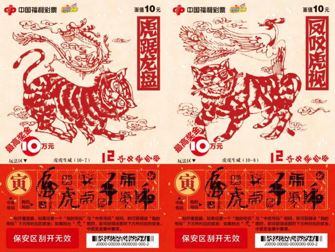 虎年生肖票“虎虎生威”的票面