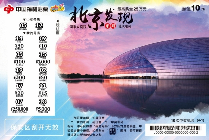 福彩即开票新票“北京发现”票面