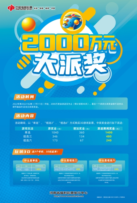 河南福彩3d游戏2000万元大派奖正进行