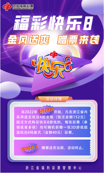 浙江福彩“快乐8”1000万赠票