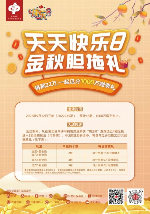 湖北福彩“天天快乐8，金秋胆拖礼”活动已重磅开启！