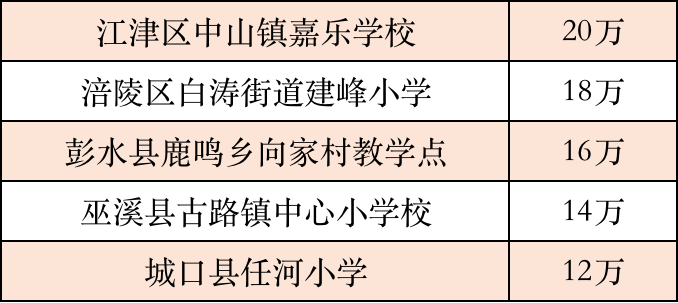 公益项目资助5所学校