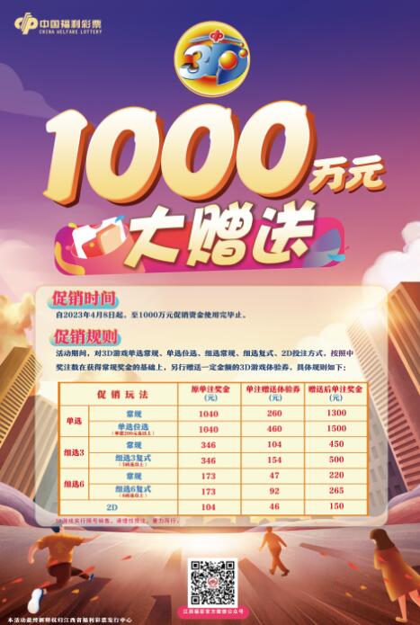 好玩给力 江西福彩3d游戏1000万元大赠送