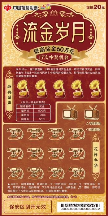 新刮刮乐彩票“流金岁月”的票面
